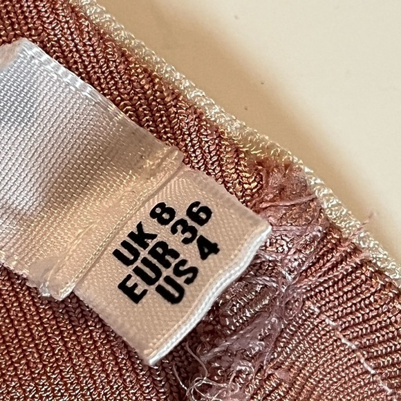 Missguided Plunge Bodycon Midi Sz 4 Dress Pink & White - Picture 4 of 5